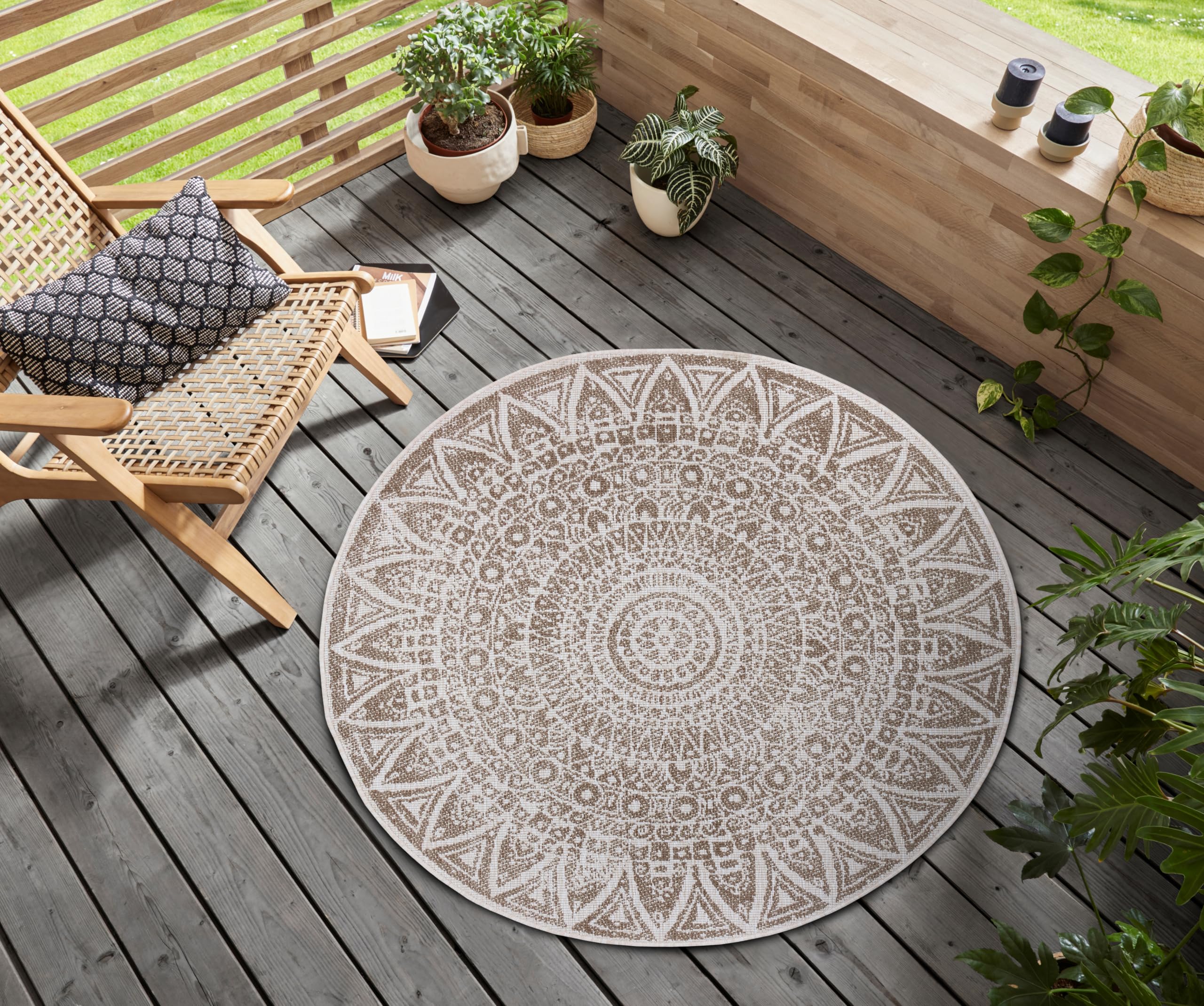 Hanse Home Grey Indoor - Outdoor Round Lilja Vintage Rug - Ø 140 Cm