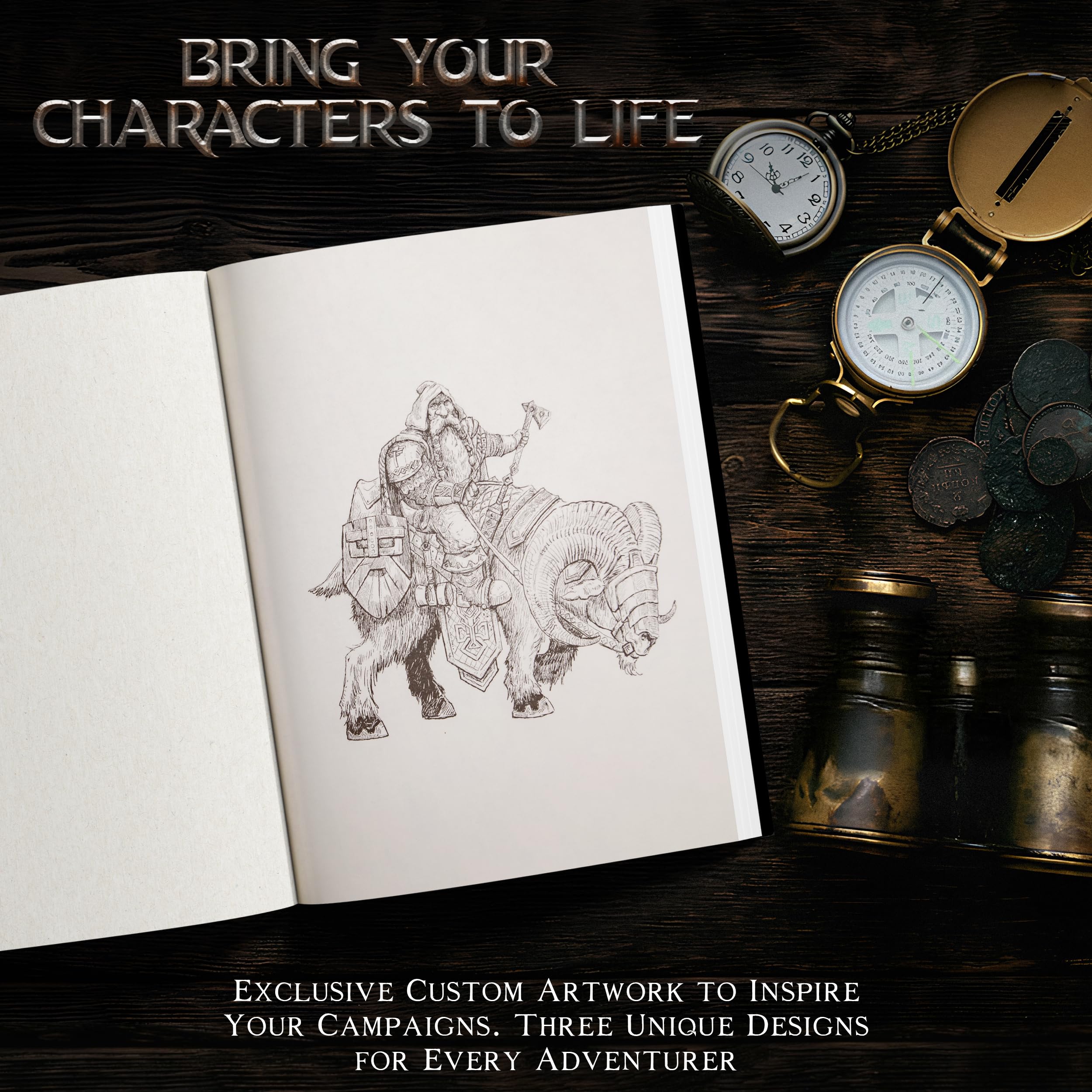 HORNATE DND-Zeichenblätter (200 Seiten A5) – DND-Journal, geprägtes Leder mit Drachenprägung für Dungeons & Dragons, DND-Notizbuch und Kampagnen-Tracker, DND-Charakter-Tagebuch, Geschenk für DM's und