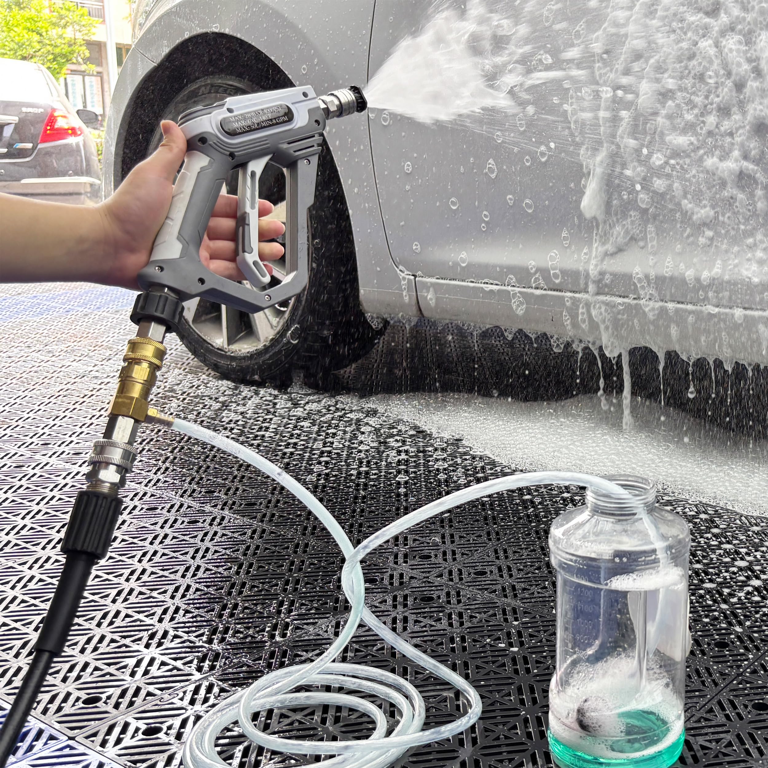 Pressure Washer Chemical Injector Kit, Adjustable Downstream Injector With 98ft Tube 38 Inch Quick Connect For High Pressure Washer Adjustable Soap Dispenser 5000psi