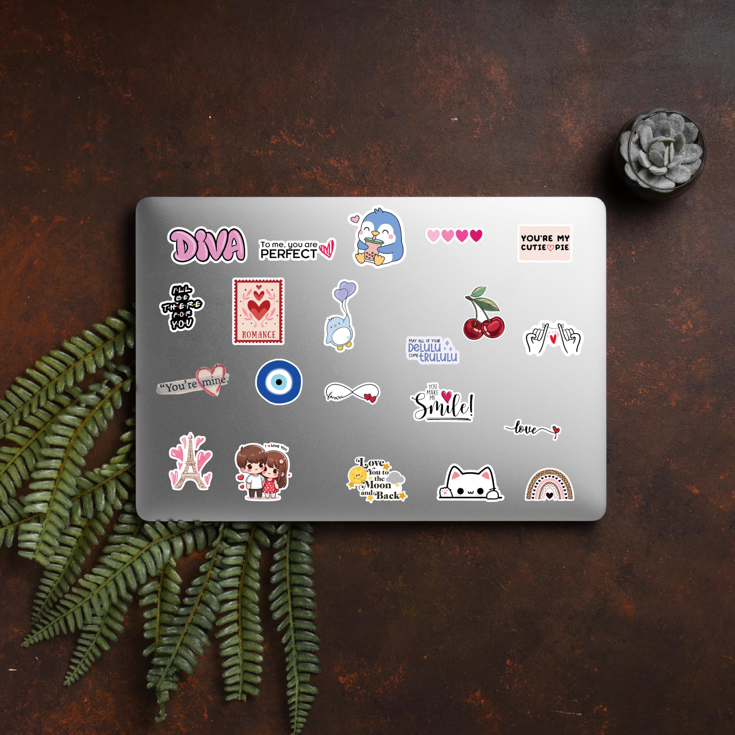 D2C Cute Love & Romantic Stickers Pack of 70 – Glitter Finish