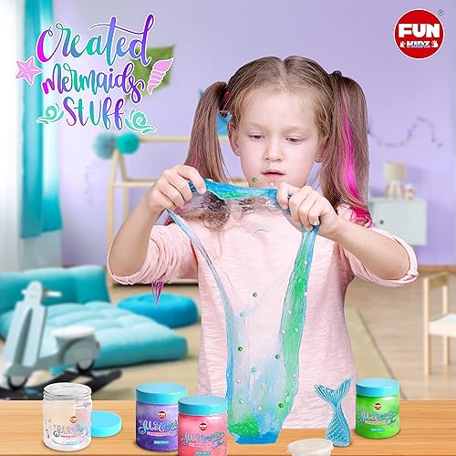 Miniatura 3 de FunKidz - Paquete de limo de sirena de 35.16 onzas líquidas para niñas de 6 a 8 años, juguete de limo brillante brillante para niños, regalo de