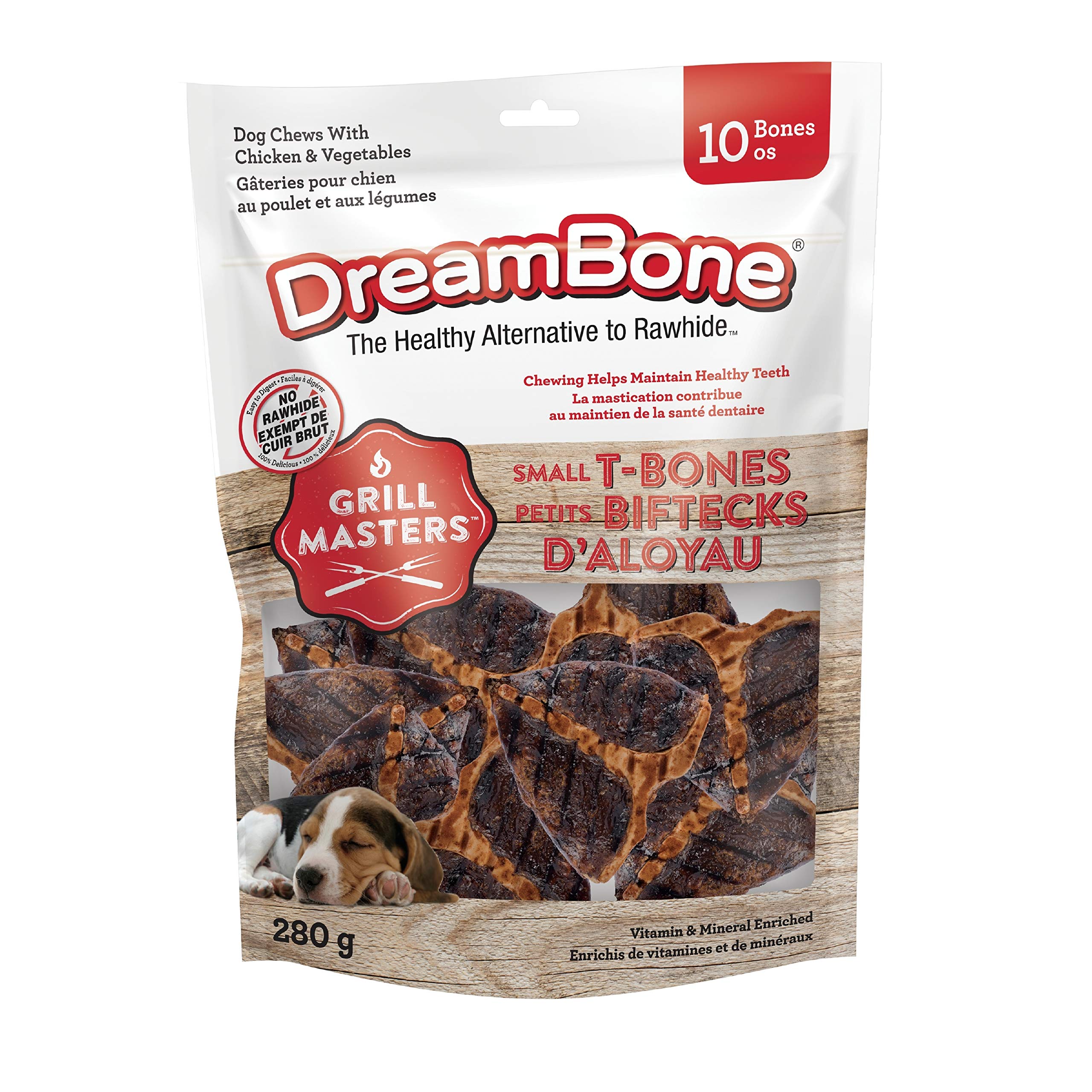 DreamBone Grill Masters Small T-Bone Chews - Rawhide-Free Dog Treats With Real Chicken
