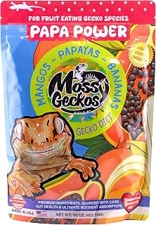 Complete Gecko Diet for Fruit and Insect Eating Geckos, 2 oz & 16 oz, with Human-Grade Dried Fruit, Probiotics and Vitamins (16 oz, Papa Power - Papaya, Mango & Banana)