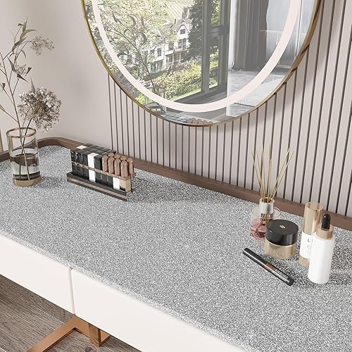 Miniatura 7 de Papel tapiz con purpurina negra y azul de 15.7 x 100 pulgadas, papel de contacto con purpurina brillante para paredes, papel tapiz autoadhesivo