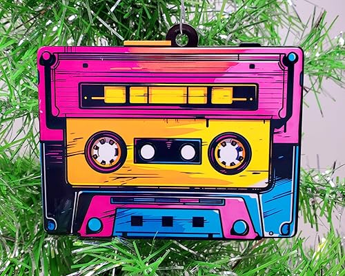 Generic Cinta de casete de los años 80 Adorno navideño de estilo retro