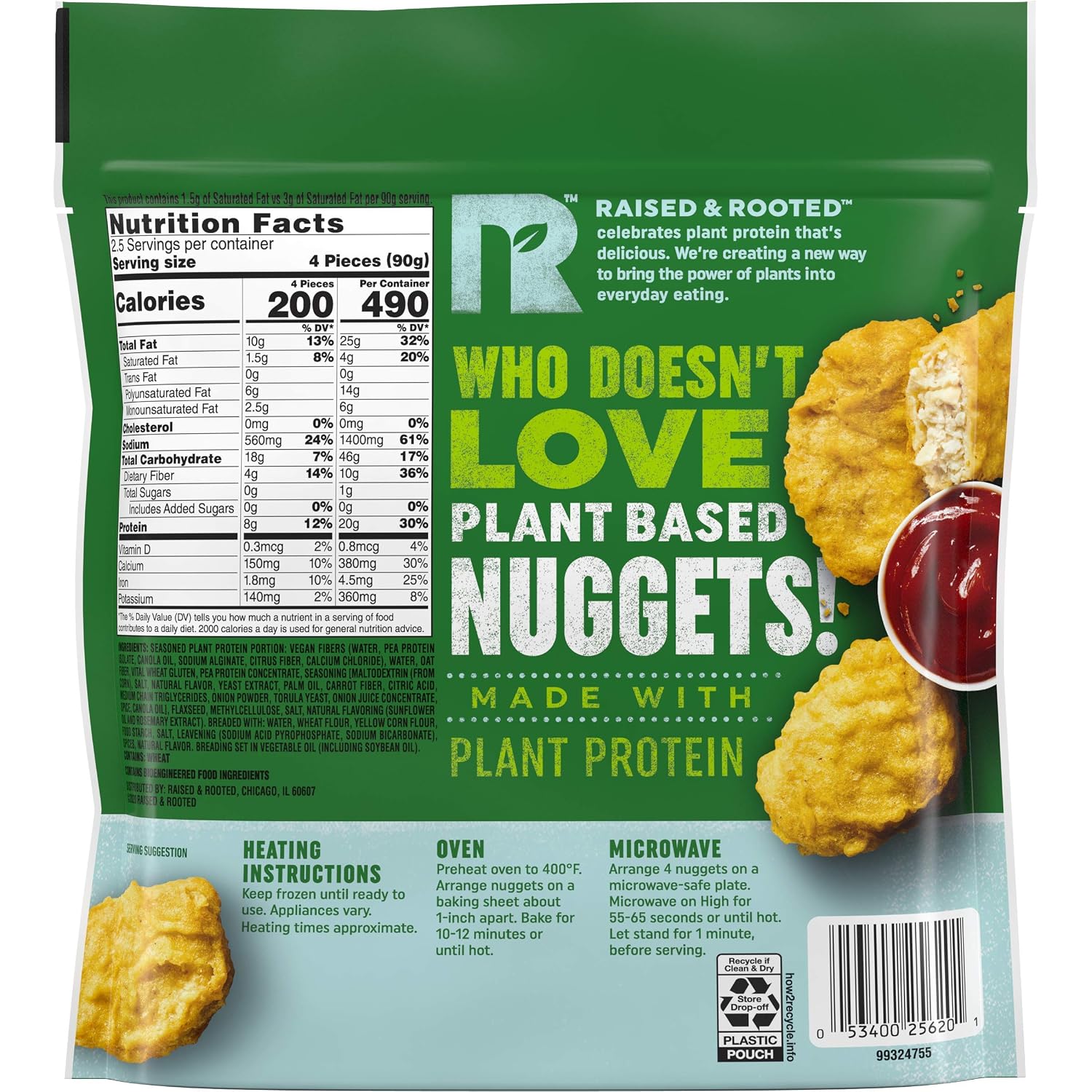 Raised & Rooted™ Nuggets Made with Plants, 8 oz (Frozen)