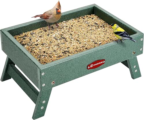 Kingsyard Ground Bird Feeder for Outdoors - Recycled Plastic Platform