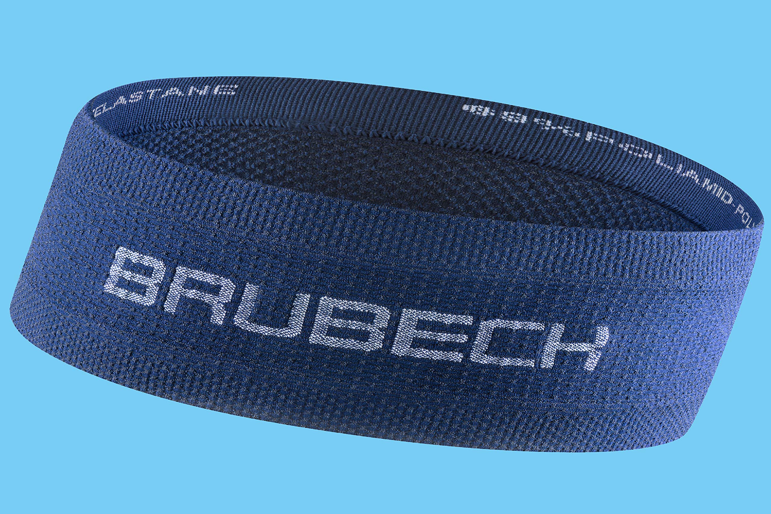 BRUBECK Opaska przeciwpotowa dla kobiet i mężczyzn | opaska na głowę | bezszwowa opaska na czoło | niebieska opaska na czoło oddychająca | Gym | trening | Running | Struktura 3D | rozm. S - M | Blue | BD10050