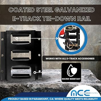 8 Pack 6 E Track Rail Kit Heavy Duty Tie Downs System Powder-Coated Black