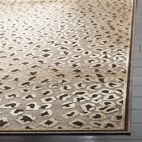 Miniatura 2 de SAFAVIEH Paradise Collection - Alfombra decorativa de 2 x 3 pies, beige y marrón, diseño de viscosa con estampado animal, ideal para zonas de alto