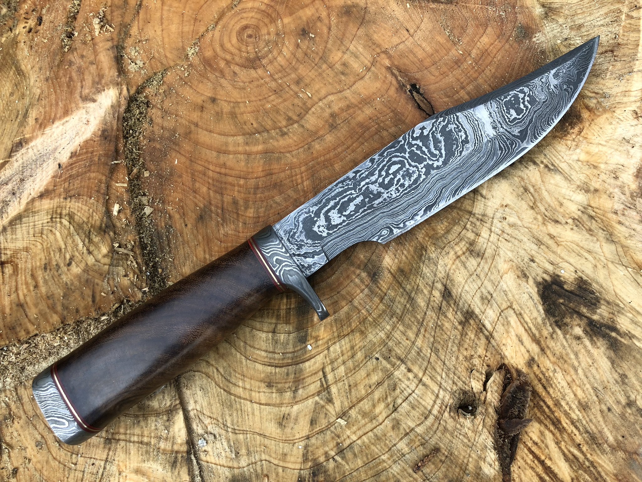 Perkin Knives - Coltello da caccia in acciaio damascato