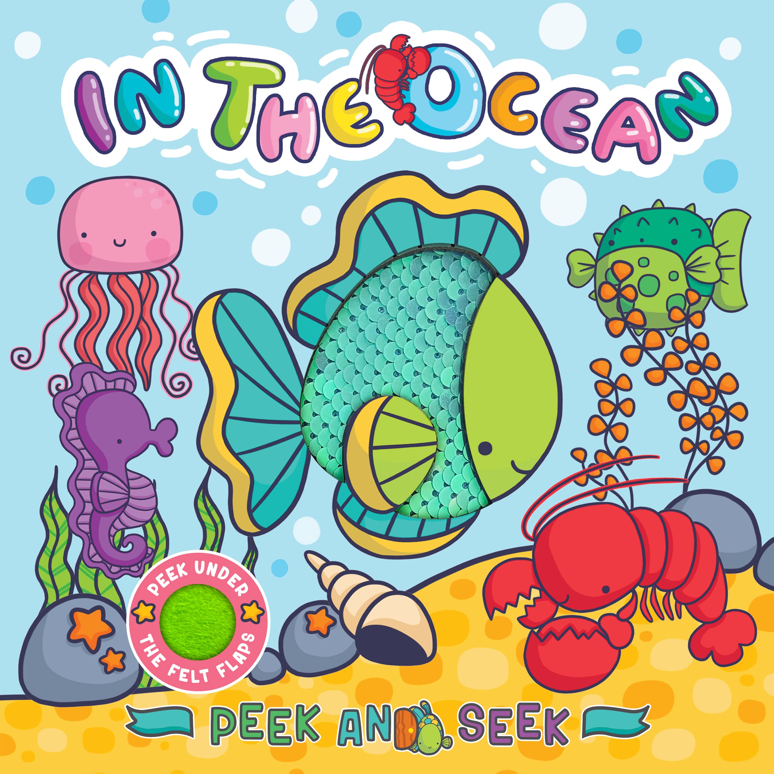 Little Hippo Libros Peek and Seek In the Ocean Libros infantiles de 1 a 3 años | Libros táctiles para niños de 1 a 3 años y libros para bebés | Los mejores libros para niños y libros sensoriales