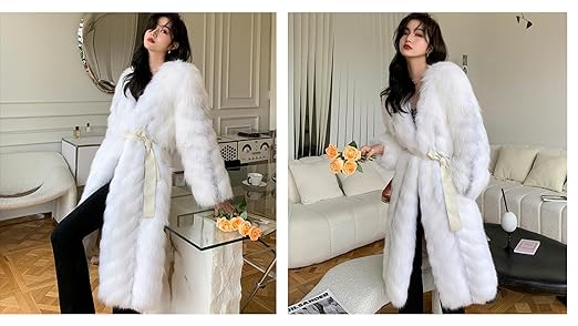 Denny&Dora Winter Thick Warm Natural Real Fox Fur Coat Fashion