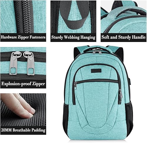 Miniatura 4 de BIKROD Mochila verde azulado para mujeres y hombres, mochilas escolares extra grandes para adolescentes, mochila resistente al agua con puerto de