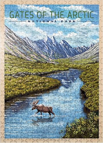 MyPuzzle Gates of The Arctic National Park - The Arctic Whisper, póster de viaje vintage, rompecabezas prémium de 500 piezas para adultos