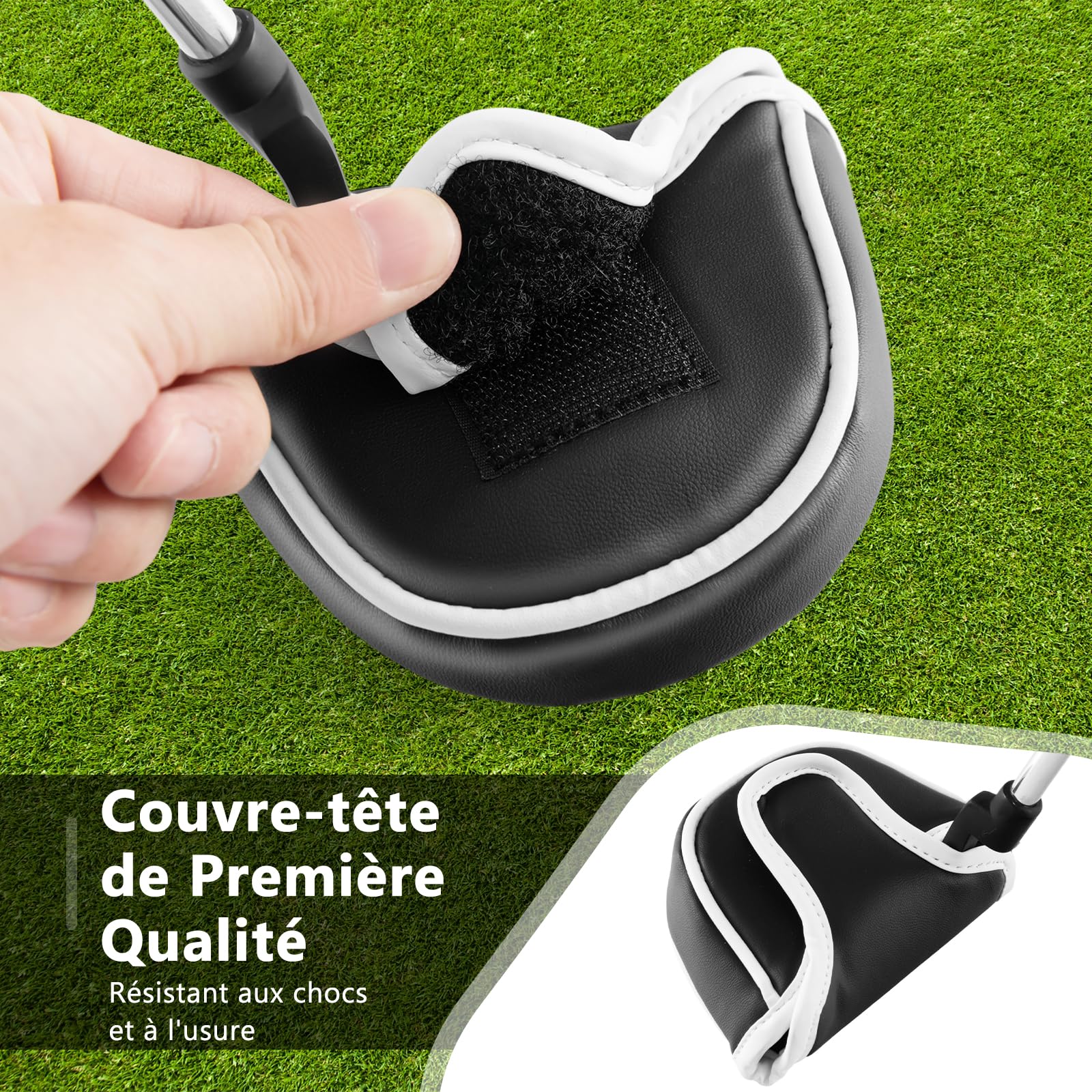 GYMX Putter de Golf 89 CM, Club de Golf avec Aide à l'Alignement, Poignée en Caoutchouc, Housse de Tête, Surface de Frappe Rainurée, Tête en Alliage de Zinc, pour Droitiers