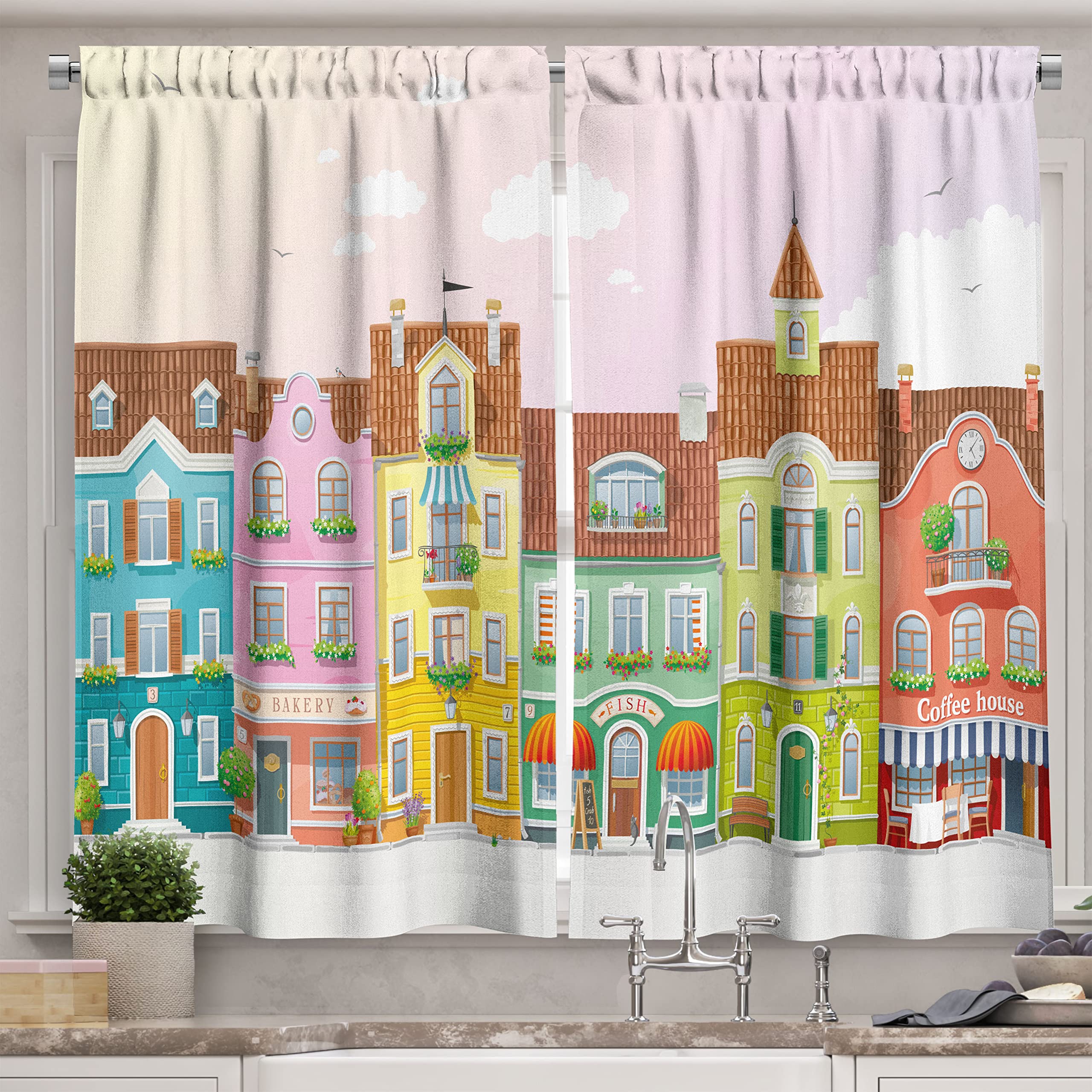 1950s Kitchen Curtains Vintage Fruit Embroidered Kitchen Curtain Set,