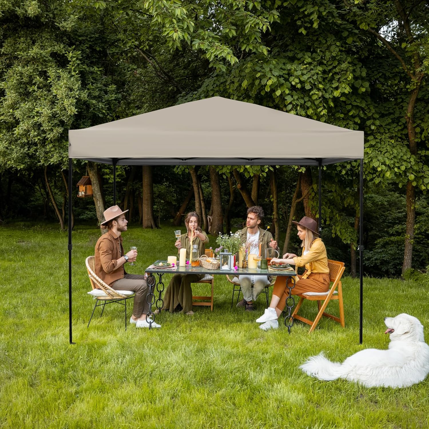 10×10 Canopy Replacement Top, Pop Up Canopy Replacement Tent Cover for Straight Leg Frame, Waterproof Canopy Top Cover for Garden Patio Camping (Top Only)(Khaki)