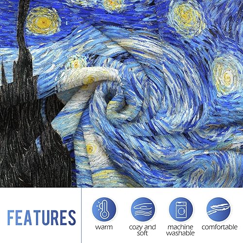 Miniatura 4 de Levens Manta de noche estrellada, decoración temática abstracta para sofá, cama, sofá, viajes, campamento, cumpleaños, Navidad, suave, acogedora,