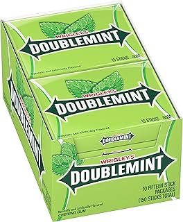 WRIGLEY'S DOUBLEMINT Mint Gum Chewing Gum Bulk Pack, 15 Stick (Pack of 10)