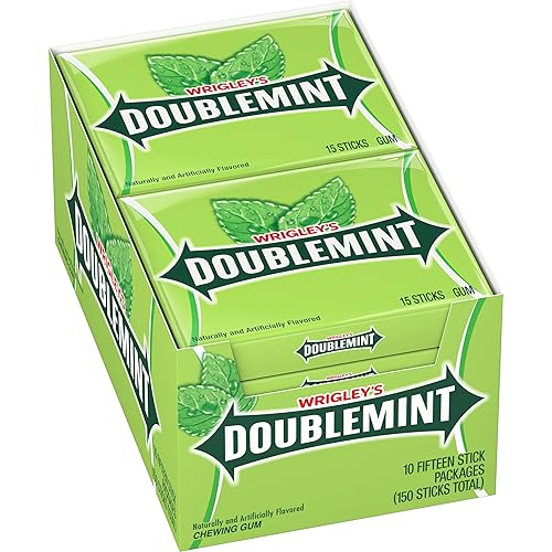 Wrigley's Doublemint - Goma de mascar, 15 piezas, paquete de 10