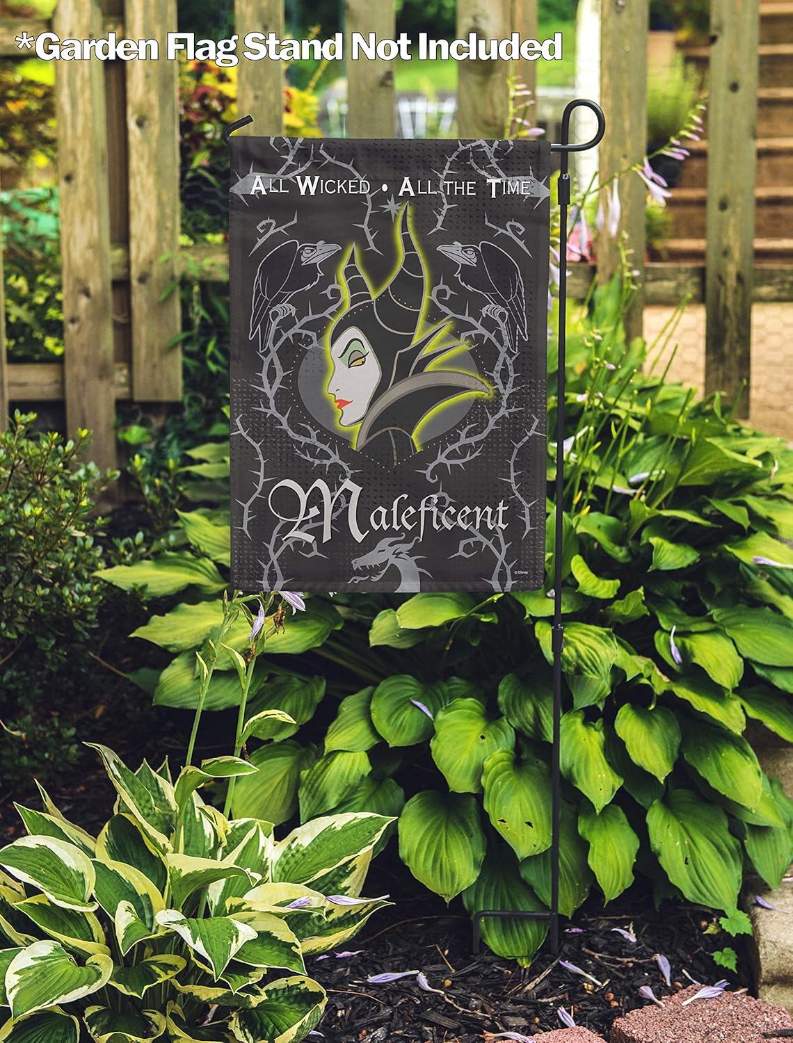 Flagology, Disney, Maleficent Wicked All the Time, Garden Flag, Halloween, Outdoor/Indoor, Exclusive Premium Fabric, Officially Licensed Disney (12" x 18")