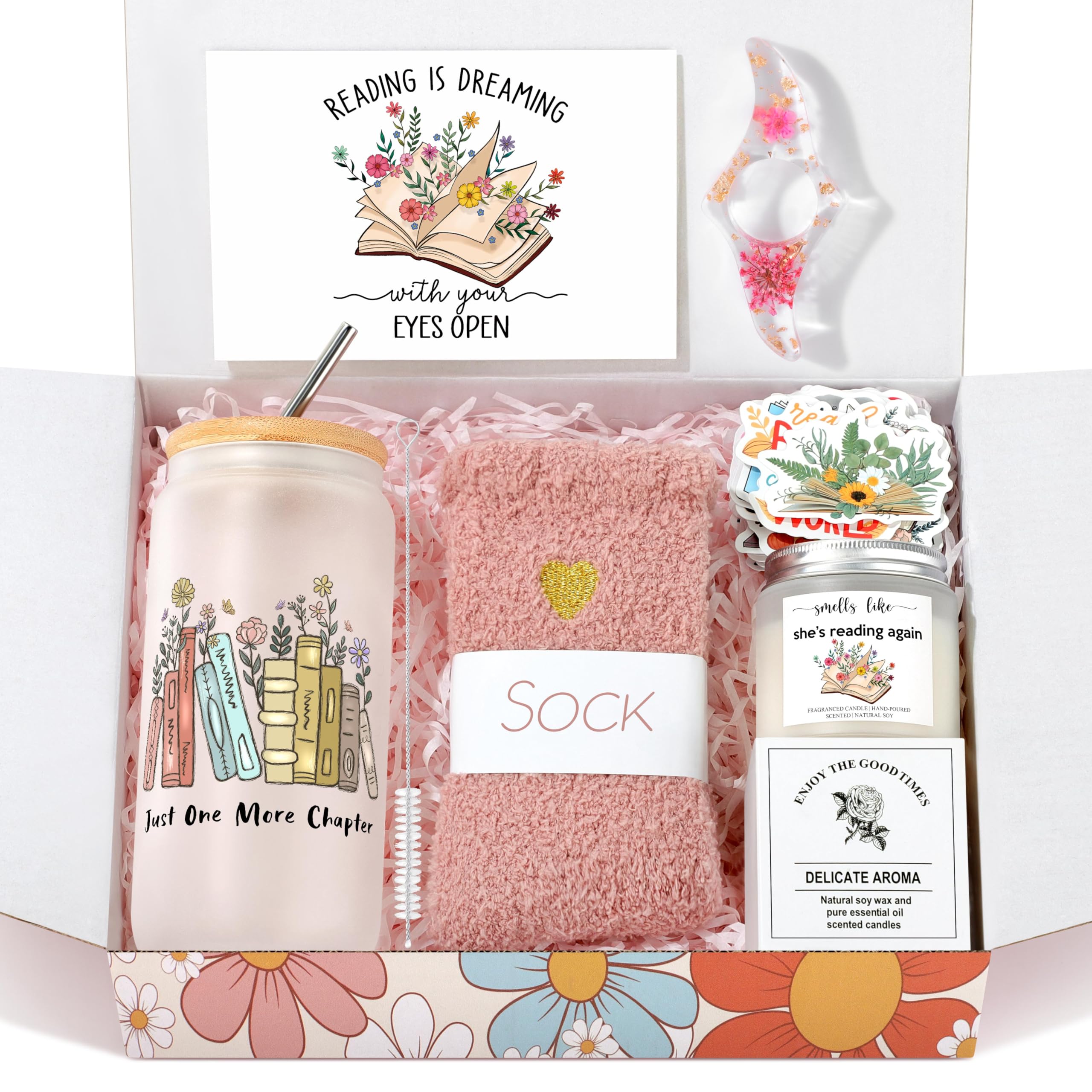 Book Lovers Gifts, Bookish Book Lover Readers Gifts for Women Basket Set of 6