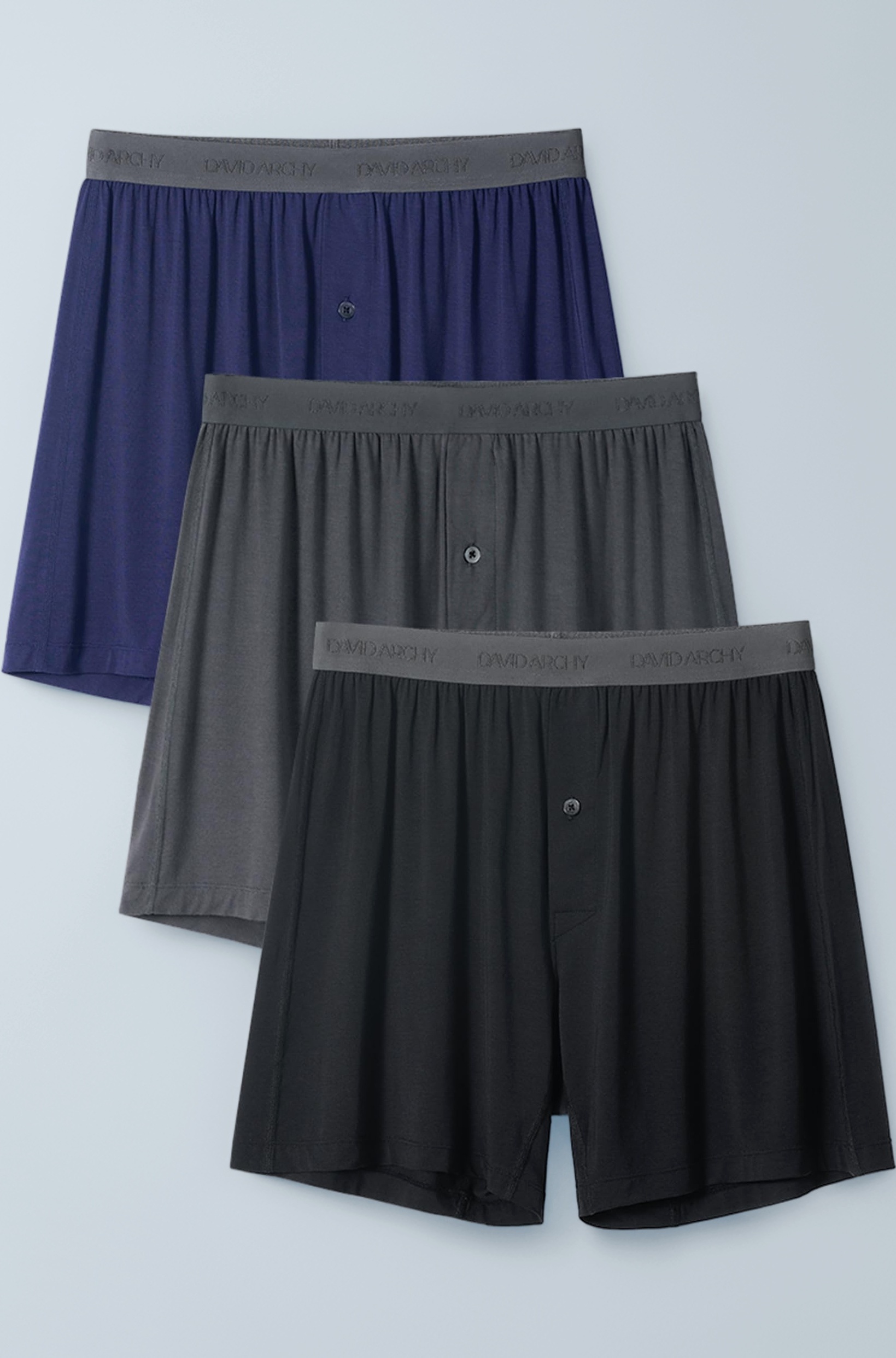 DAVID ARCHY Mens Underwear Bamboo Boxers for Men Breathable and Cool Men's Boxer Shorts with Button Fly 3 Pack