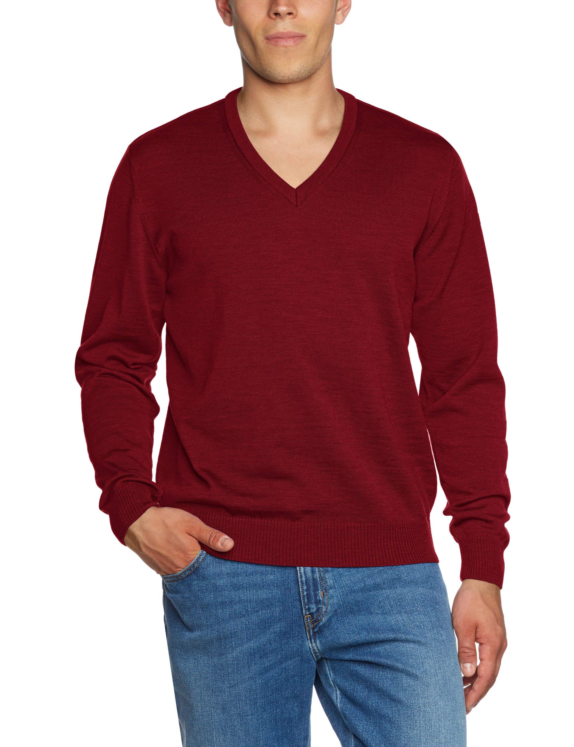 Maerz Herrenpullover 490400 Rot – Merinowolle, V-Ausschnitt, maschinenwaschbar