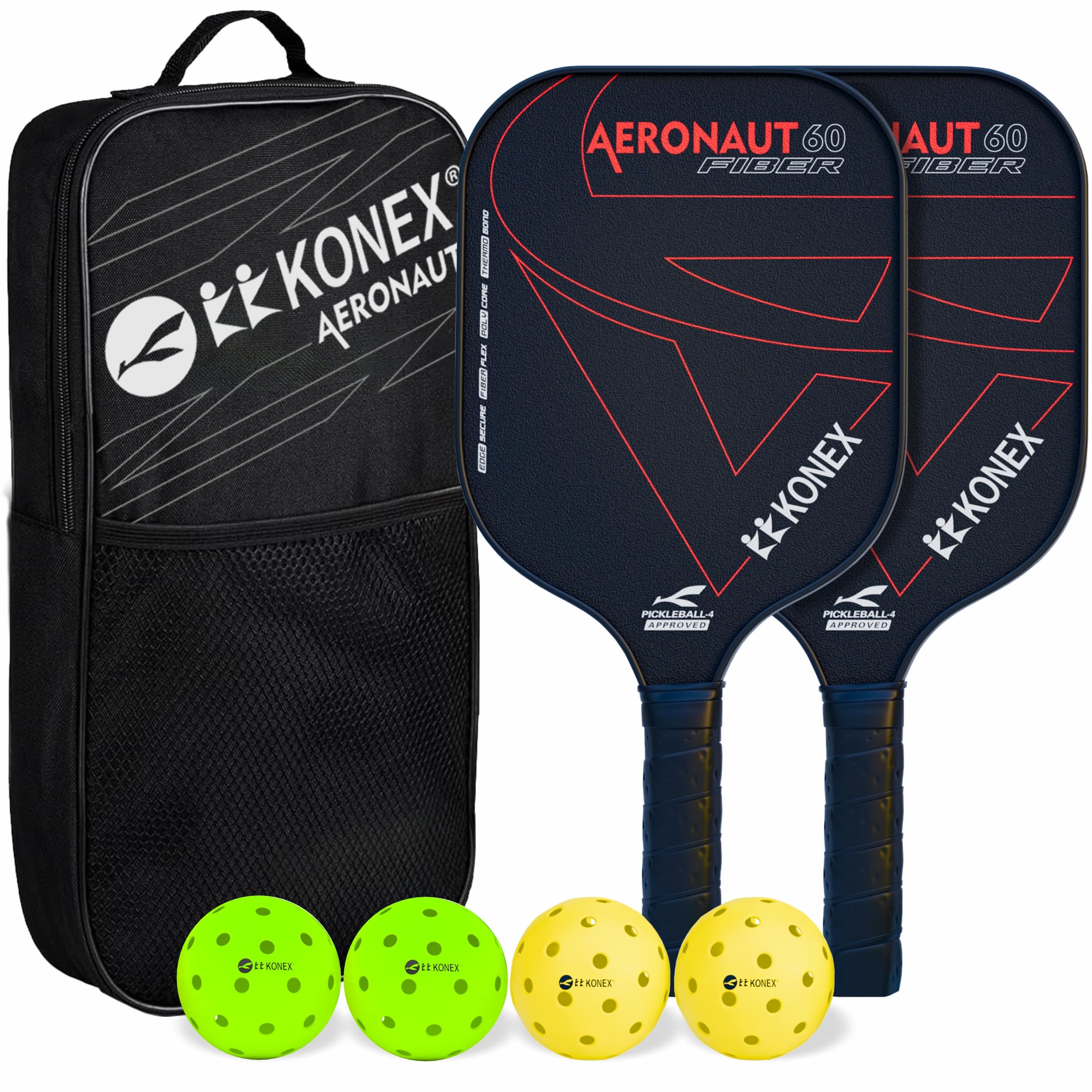 Konex Pickleball Paddle 14mm with Fiberglass Surface & Hexagonal Core | Lightweight & Durable Racket with Non Slip Comfortable Grip Handle | Comes with Protective Sleeve Cover (Black, Pack of 2)-image-10