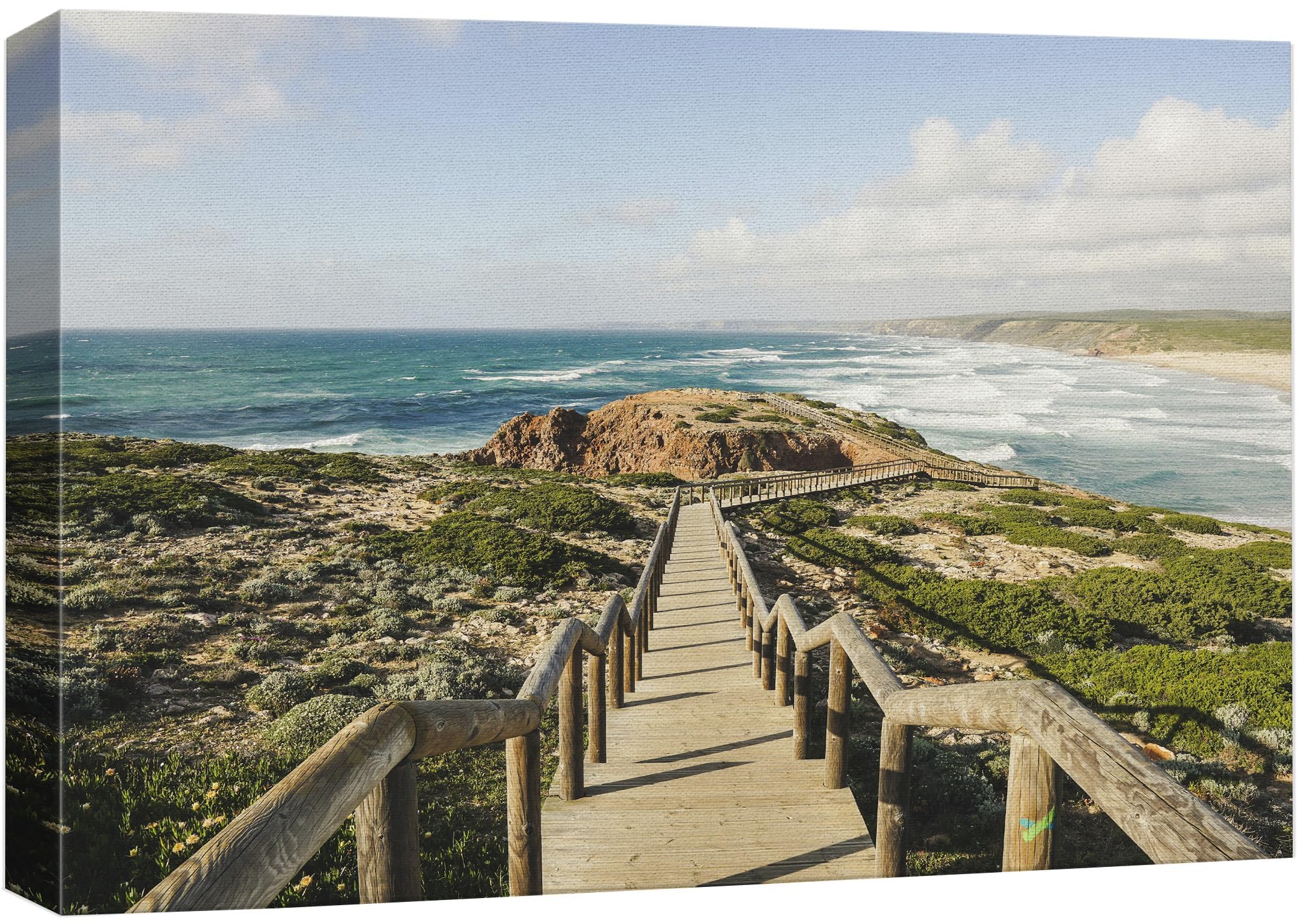 wall26 Canvas Print Wall Art Coastal Boardwalk Path Ocean View Photography Realism Bohemian Scenic Relax/Calm Cool for Living Room, Bedroom, Office - 32"x48"
