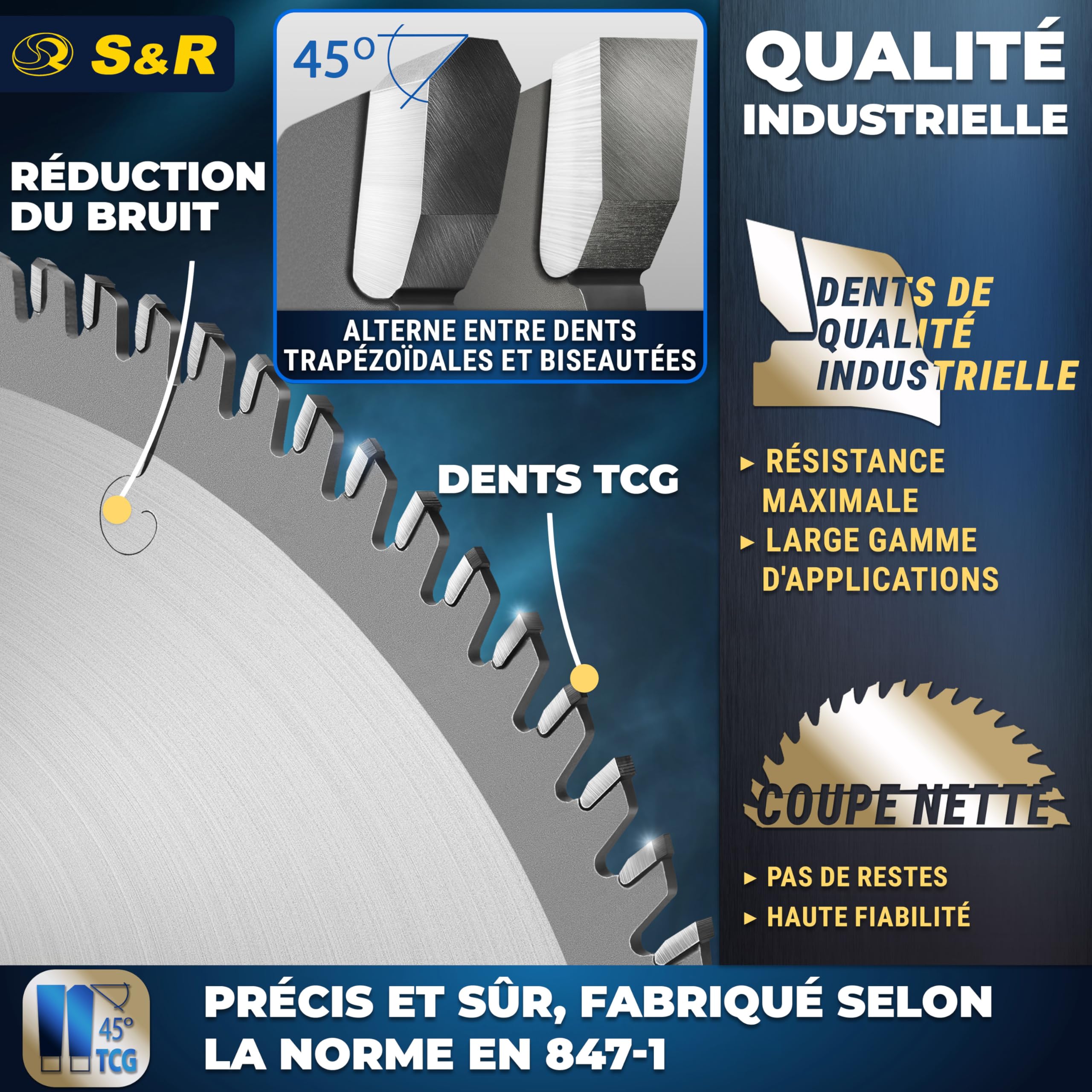 S&R Lame de scie circulaire 254 x 30 mm 96 dents TCT Coupe Bois Multimatériaux