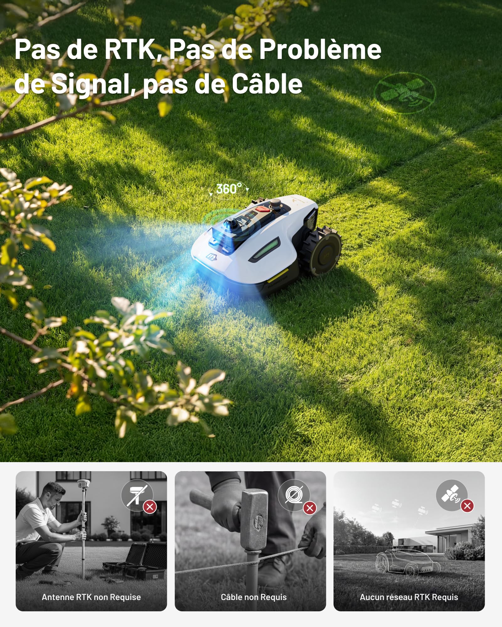 MAMMOTION YUKA Mini 2 800 LiDAR Robot Tondeuse avec Support de Lavage