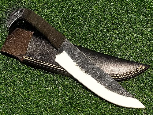 Miniatura 3 de Poshland - Cuchillo nórdico Viking de Odin Raven de 10.3 pulgadas - Hoja de acero al carbono forjada a mano de 6.5 pulgadas, empuñadura de cabeza de