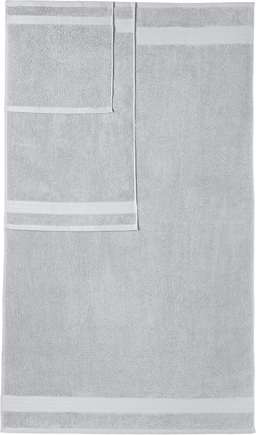 Amazon Basics 6 Piece Performance Bath Towels Set - Soft Silver