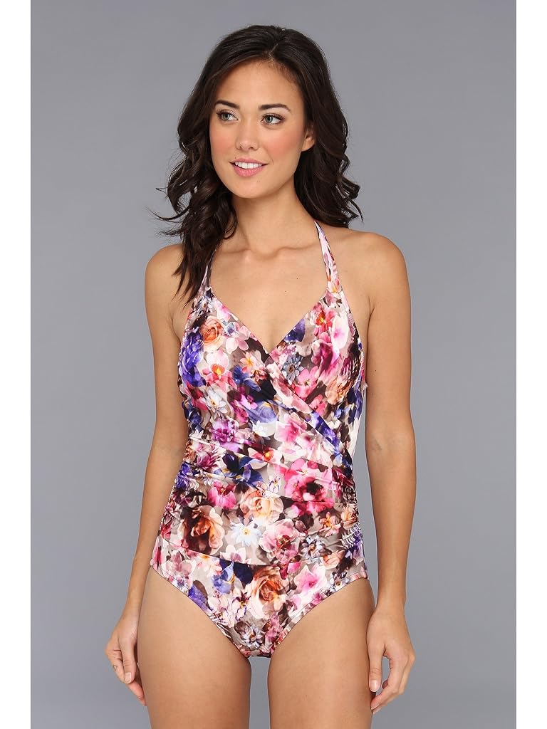 Badgley Mischka Camila Surplice Maillot Halter