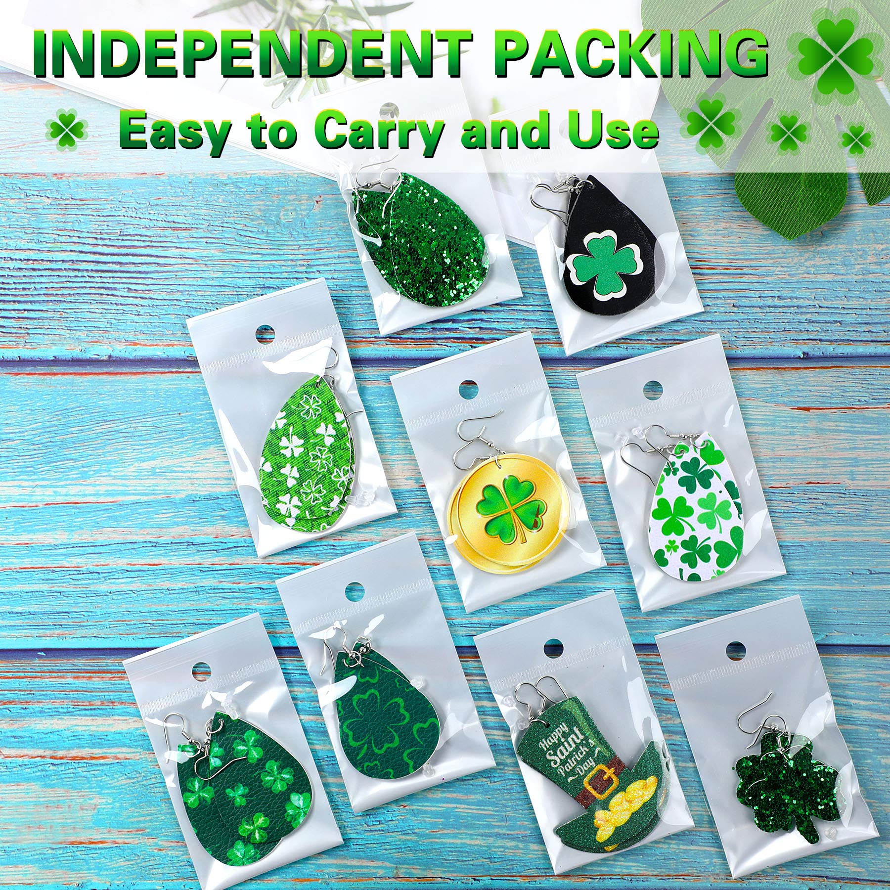 25 Pairs St Patrick\'s Day Easter Faux Leather Earrings Bulk for Women Te… St. Patrick main image 3