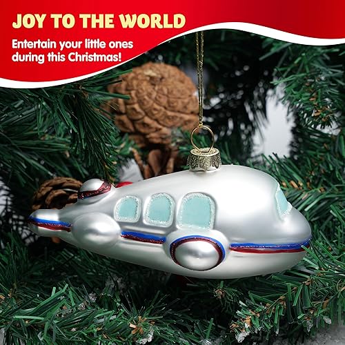 Miniatura 3 de Joiedomi Adornos de Navidad de mini avión, pequeño adorno de vidrio soplado para árbol de Navidad, decoraciones colgantes en interiores, regalos de