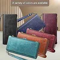 Vista 3 de XcaseBar Funda tipo cartera para Samsung Galaxy A13 5G con cremallera Bloqueo RFID Titular de la tarjeta de crédito, Libro de folio con tapa Funda