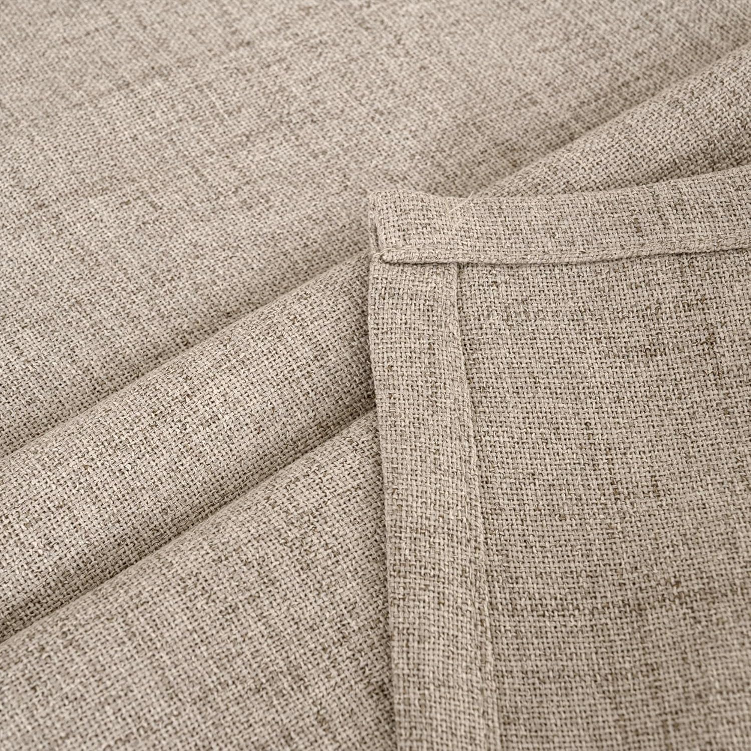 YoungsTex Dark Oatmeal Linen Curtains for Living Room - Tan Burlap Window Drapes Light Filtering with Back Tab Rod Pocket Semi Sheer Privacy for Farmhouse Bedroom, 2 Panels, 52 X 72 Inch