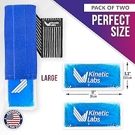 Reusable Ice Pack Wrap by Kinetic Labs - Gel Ice Pack Wrap - Ice Packs for Injuries Reusable (Large with Extra Gel Pack)