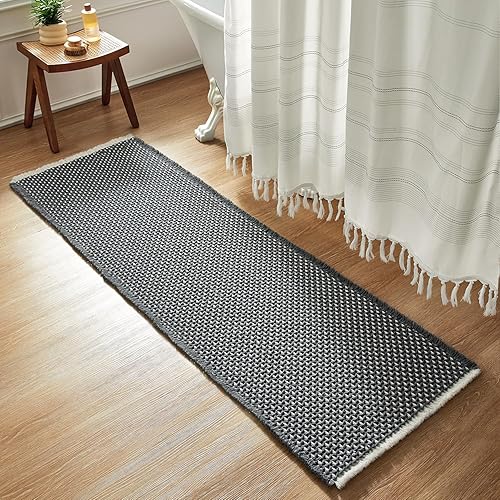 Miniatura 34 de Alfombras de Baño Blancas, Súper Absorbentes Antideslizantes Alfombra de Baño Waffle de Secado Rápido Alfombras de Baño Lavables Boho Estilo Granja,