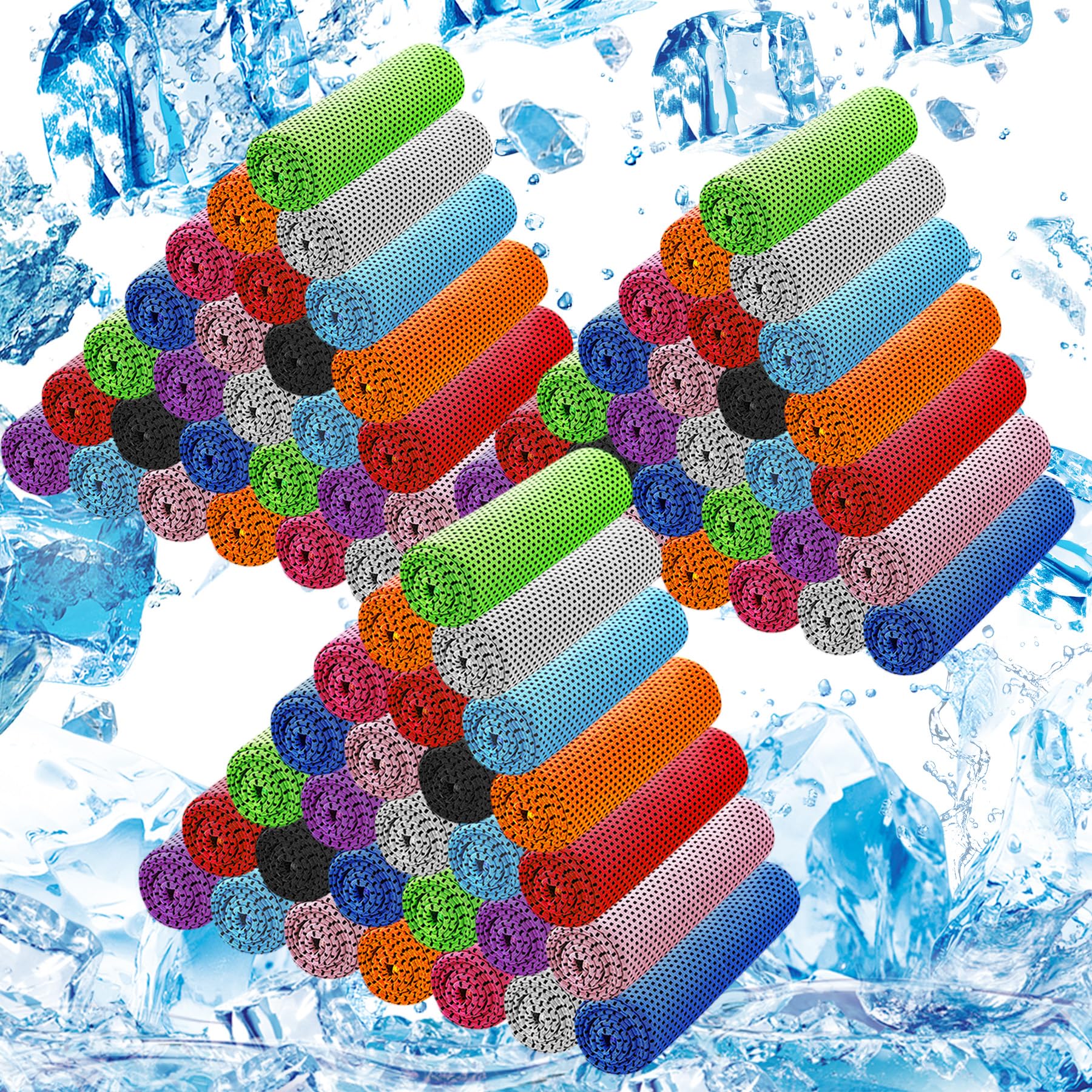 LYDTICK 90Pack Cooling Towels for Neck and Face (40"x12"), Ice Microfiber Cooling Towels Bulk for Workout Cooling Neck Wraps Sweat Towels for Gym Yoga