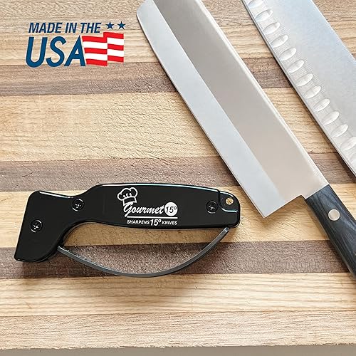Miniatura 7 de AccuSharp Serie Gourmet - Afilador de cuchillos de 15 grados para cuchillos gourmet, cuchillas reversibles de carburo de tungsteno afilado con