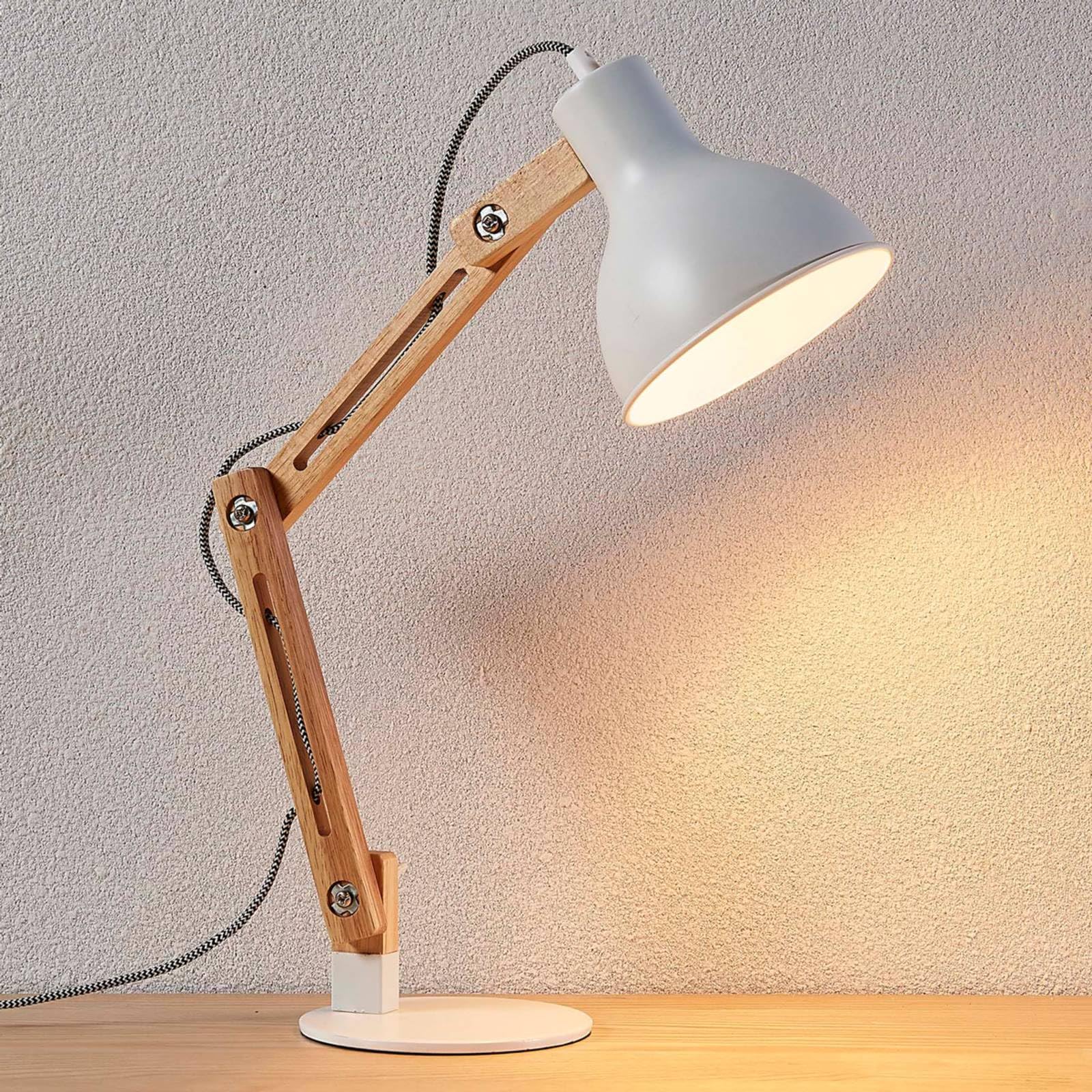 Lindby Tischlampe Shivanja (Modern) aus Holz (1 flammig, E27) - Tischleuchte Schreibtischlampe Nachttischlampe Arbeitszimmerleuchte