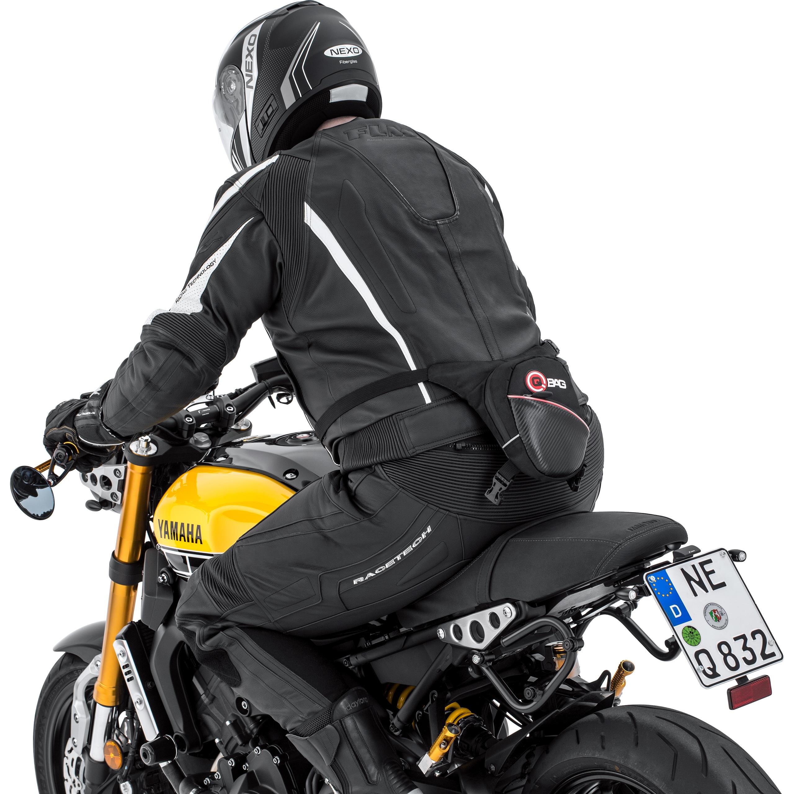 QBAG Motorrad Beintasche- Gürteltasche mit Wasserdichter Innentasche - Stauraum 1 Liter, Schwarz