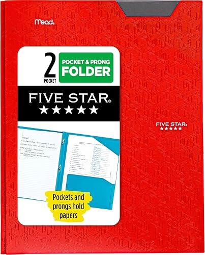 Five Star Stay-Put Pocket Folder, 11.62 x 9.31 x .25 Inches, Red (72109)