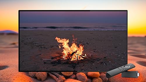 Sandy Beach Bonfire Glow - Transforme sua TV Fire e seu tablet em um refúgio litorâneo relaxante - S