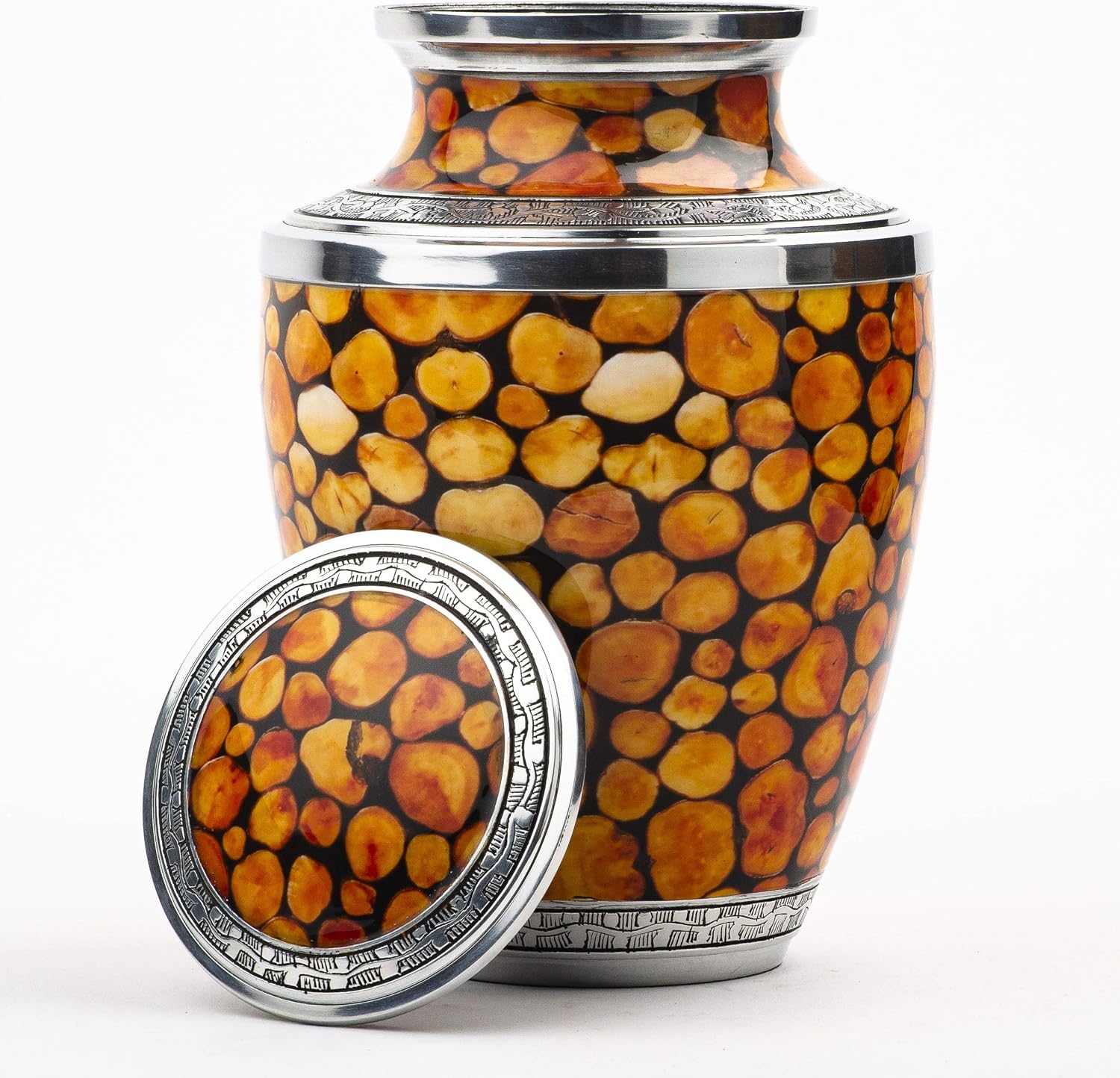 INTAJ Cremation Urn for Ashes, for Adults up to 200lbs, Mosaic Wood Funeral Burial Urns for Human Ashes (Mosaic Treaty, Adult)