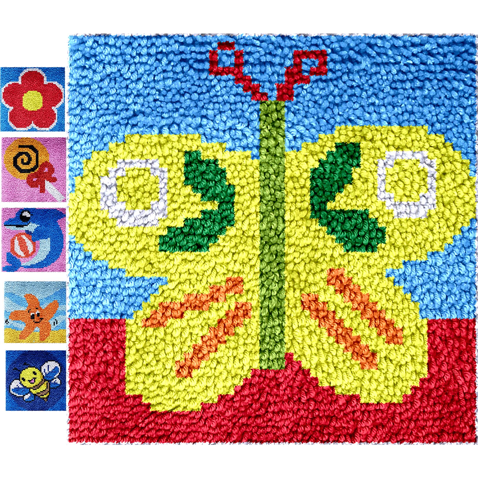 Puzamen Latch Hook Kits for Adults Beginners, 12x12inch Small Latch Hook Rug Kit with Precur Yarns Crochet Tools and Coded Canvas